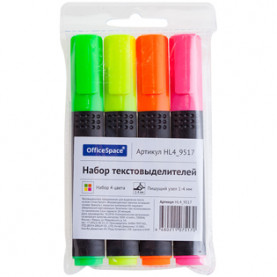 Набор текстовыделителей 4цв., 1-4мм, OfficeSpace 