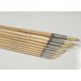 Кисть щетина круглая № 6 длинная ручка п/лаком, 8мм, Сонет