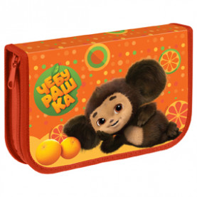 Пенал 1 отд. "Чебурашка", 20х13см,  2 откидн.планки, ткань, Мульти-Пульти 