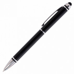 Ручка-стилус для смартфонов/планшетов, синяя, корп.черный, серебр.детали, 1мм, SONNEN 