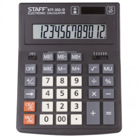 Калькулятор STAFF PLUS STF-333 (200x154мм), 12 разрядов, двойное питание