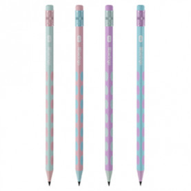 Карандаш ч/г "Haze" HB, пластиковый, трехгранный, с выемками, Berlingo