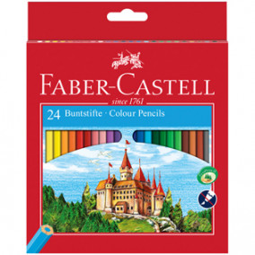 Карандаши цветные Faber-Castell, Замок, 24цв., заточен., картон, европодвес, с точилкой