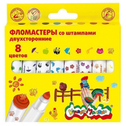 Фломастеры 8цв. со штампами, Каляка-Маляка
