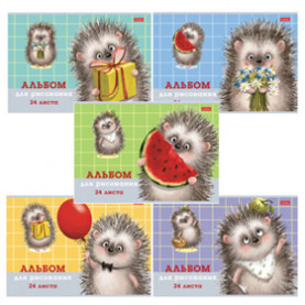 Альбом для рисования 24л А4 "Хорошо быть ёжиком", на скобе HATBER