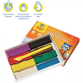 Пластилин "Енот на Аляске" 8цв. 120 г, со стеком, Мульти-Пульти