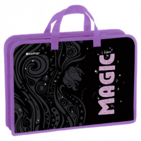 Папка с ручками A4 на молнии "Purple Magic", 340*245*75мм, пластик, Berlingo 