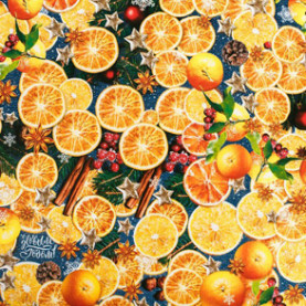 Бумага упаков. глянц. "Пряные мандарины" 70х100см