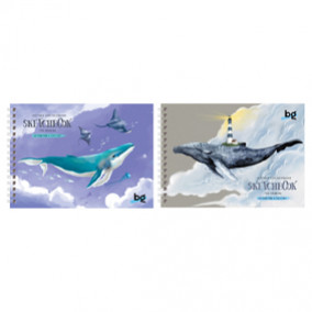 Скетчбук 60л., А5 "Киты", на гребне, матовая ламинация, лак, 120г/м2, BG