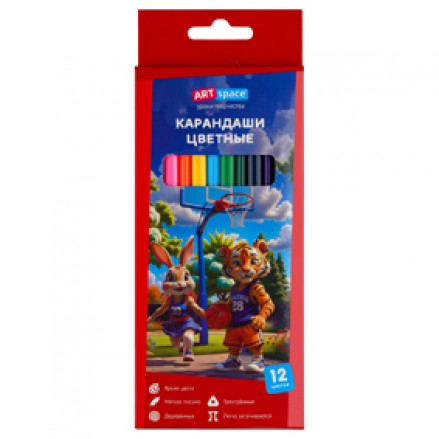 Карандаши 12 цв. "School mood" трехгран., ArtSpace