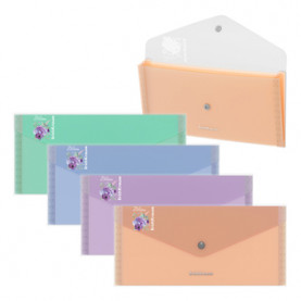 Конверт на кнопке Travel 26*14см, Matt Pastel Bloom, 3 отд., ассорти, ЕК