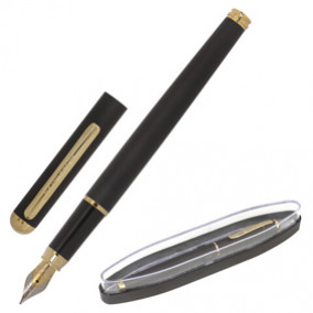 Ручка перьевая Maestro, синяя, корпус черный с золот., линия 0,25мм, Brauberg
