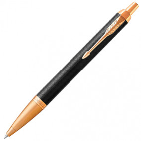 Ручка шариковая Parker IM Premium Black GT, корп. черный матовый, позолочен. детали, синяя