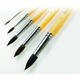 Кисть белка круглая № 7 короткая ручка, п/лаком Сонет