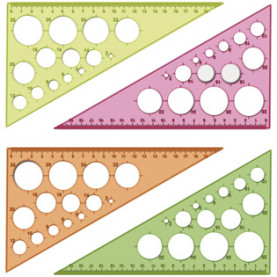 Треугольник 20см. 30град. прозрачн, неон. с окружн.