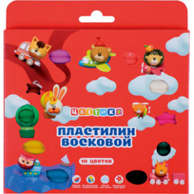 Пластилин восковой 10цв. 150гр. Цветик