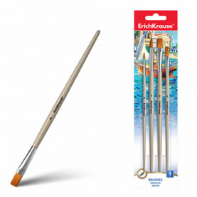 Набор кистей синтетика, 4шт., 2 круглые+2 плоские, ЕК