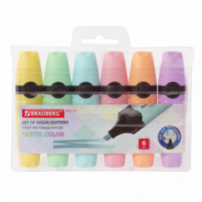 Набор текстовыделителй "Delta PASTEL", 6 шт, 1-5мм, Brauberg