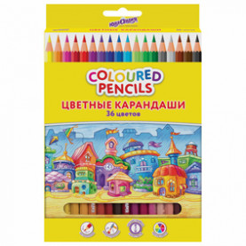 Карандаши 36 цв. Домики, шестигран., Юнландия