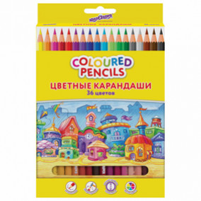 Карандаши 36 цв. Домики, шестигран., Юнландия