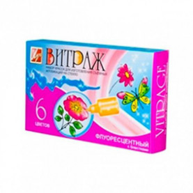 Набор акрил по стеклу "Витраж флуорисцентный с блестками" 6цв.х 20 мл, Луч 