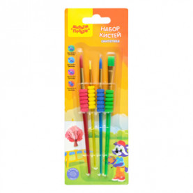 Набор кистей "Мульти-Пульти" 4шт. (синтетика, № 3,5,7 круглые, № 12 плоская), с грипом