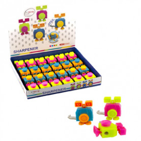 Точилка 1 отв, "Робот" контейнер, ассорти, Yalong