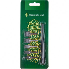 Набор перьев Greenwich Line, широкоформатные, 5шт.+держатель