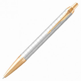 Ручка шариковая PARKER IM Premium Pearl GT, корпус жемчужный лак, позолоч. дет, син
