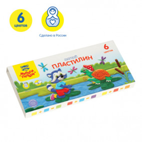 Пластилин "Енот в сказке" 6цв. 72г, со стеком, Мульти-Пульти