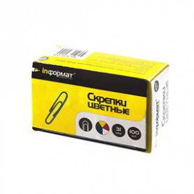 Скрепки 33мм.100шт. винил, цветные, inФОРМАТ