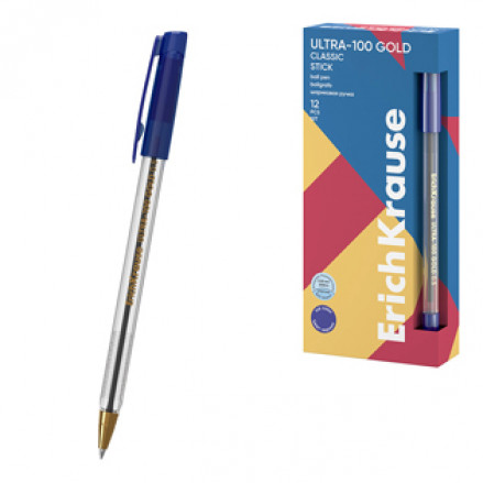 Ручка шариковая 0,5мм ULTRA-100 Gold Stick, ЕК