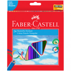 Карандаши цветные Faber-Castell 24цв., трехгран., заточен., картон, европодвес, с точилкой