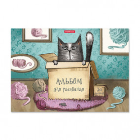 Альбом для рисования 30л А4 "Cat & Box", склейка, ЕК