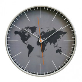 Настенные часы Тройка, 77777733 круг, серые, серебристая рамка, 30,5х30,5х5