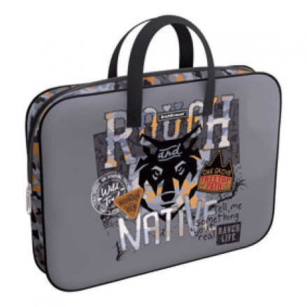 Папка с ручками A4+ на молнии Rough Native, ткань, ErichKrause®