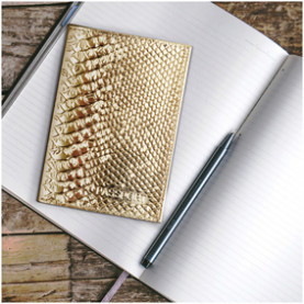 Обложка для паспорта "Питон" кожа, золотой металлик, OfficeSpace