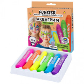 Аквагрим для лица и тела 6 НЕОНОВЫХ цветов, легко смываются, FUNSTER