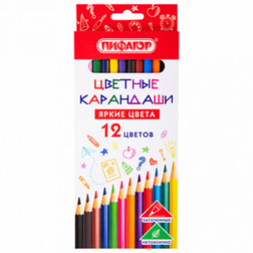 Карандаши 12 цв. "Классик", шестигранные, Пифагор ЭКО