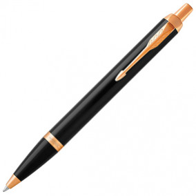 Ручка шариковая Parker IM Core Black Lacguer GT, глянц.лак, позолоч.детали, синий