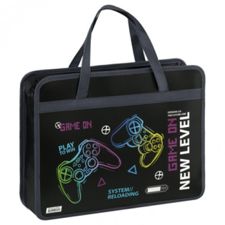 Папка с ручками A4 на молнии "New level", 75мм, пластик, Спейс