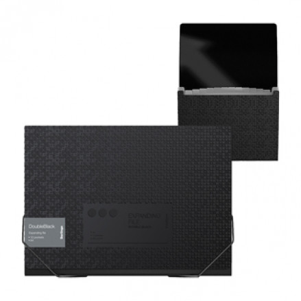 Папка-картотека A4 12 отдел. на резинках DoubleBlack, черная, Berlingo