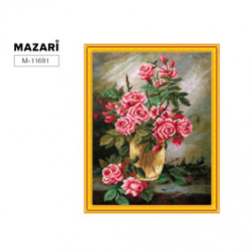Картина 2 в 1: алмазная мозаика и раскрашивание "Букет роз", 40х50 см, Mazari