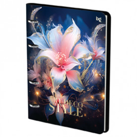 Тетрадь на кольцах А5 120л. "Flowers", иск. кожа, тиснение фольгой, BG