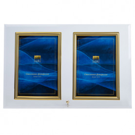 Фоторамка стеклянная GT 224/-G, 10х15, вертикальная двойная прямая, золото