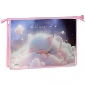 Папка д/тетрадей А4 1 отд., "Sleepy", ламин. картон, фольга, на молнии, ArtSpace 