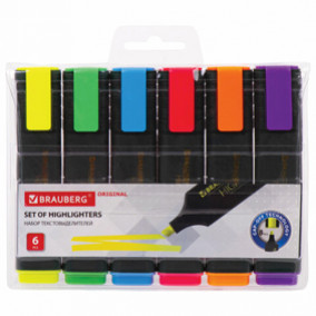 Набор текстовыделителей "ORIGINAL", 1-5мм, 6цв., Brauberg