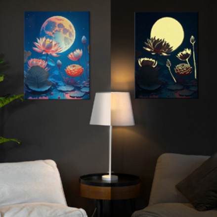 Картина по номерам со светящейся краской "Лунный лотос" (40х50)