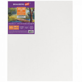 Холст на подрамнике 30*40см, 100% хлопок, мелкое зерно, BRAUBERG ART "DEBUT"