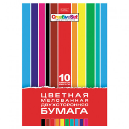 Бумага цветная двусторонняя А4 10л/10цв. Creative Set, в папке, HATBER